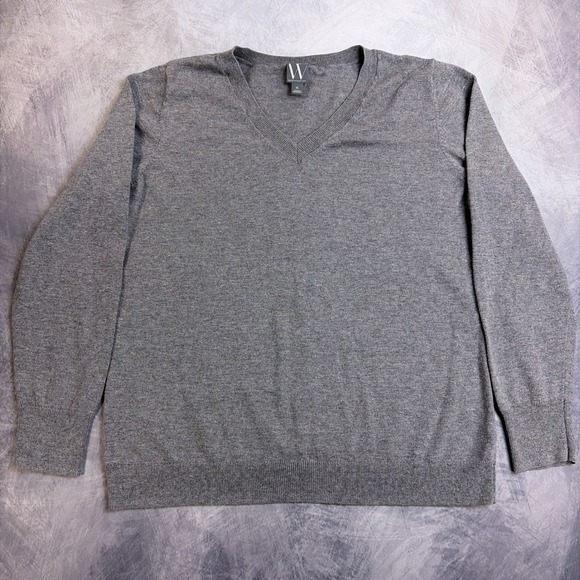 Worthington Sweaters - Worthington Womens XL Gray V-Neck Long Sleeve Cotton Blend Knit Sweater